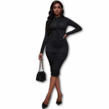 Solid Ruched Bodycon Dress