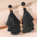 Crystal Cluster & Multilayer Tassel Clip On Earrings