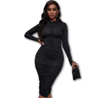 Solid Ruched Bodycon Dress