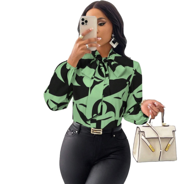 Green and Black Blouse