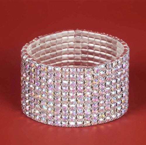 7 Rows Ab Colour Rhinestone Elastic Bracelet