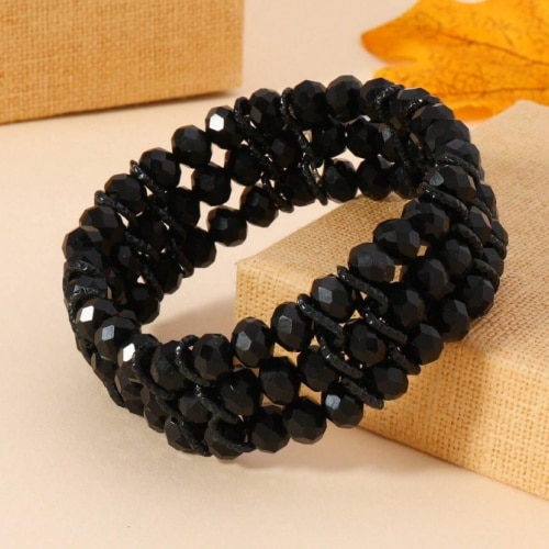 Black Beaded Bracelet