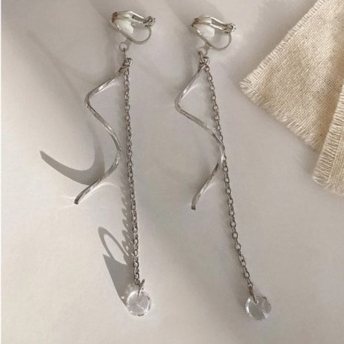 Chain Design Pendant Clip-on Earrings