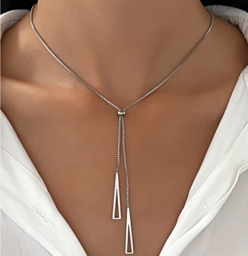 Geometric Charm Y Lariat Necklace