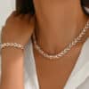 Rose Gold Crystal Linked Bracelet & Necklace Set