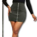 Zip Up Corduroy Bodycon Skirt