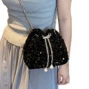 Sequined Metallic Bucket Bag