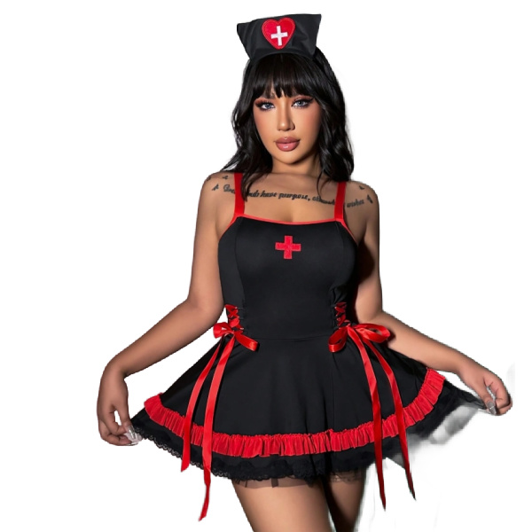 Black and Red Nurse Costume