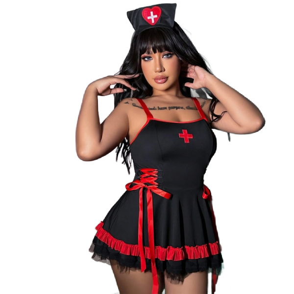 Black and Red Nurse Costume