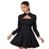 Crossdressing Short Ladies Dress – Striped Flair Fit & Flare Style