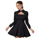 Crossdressing Short Ladies Dress – Striped Flair Fit & Flare Style