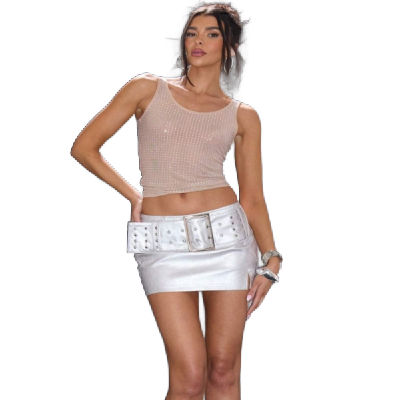 Large Buckle Mini Skirt
