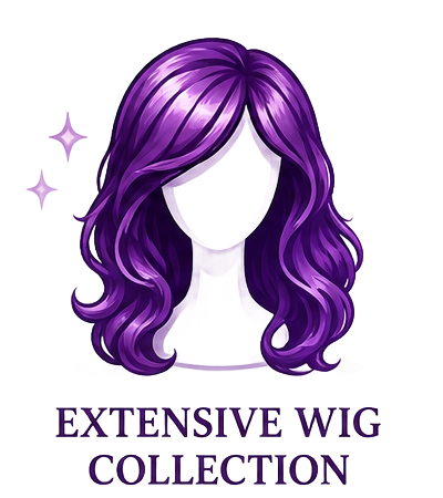 Extensive wig collection dressing service