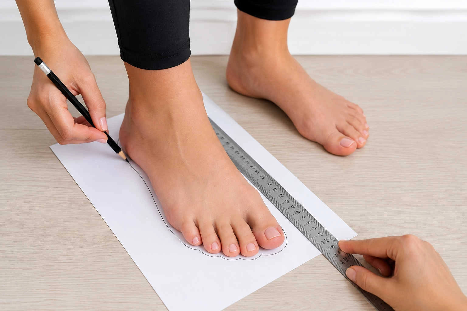 Measuring foot length by standing on paper and tracing around the foot the best footwear guide for crossdressers