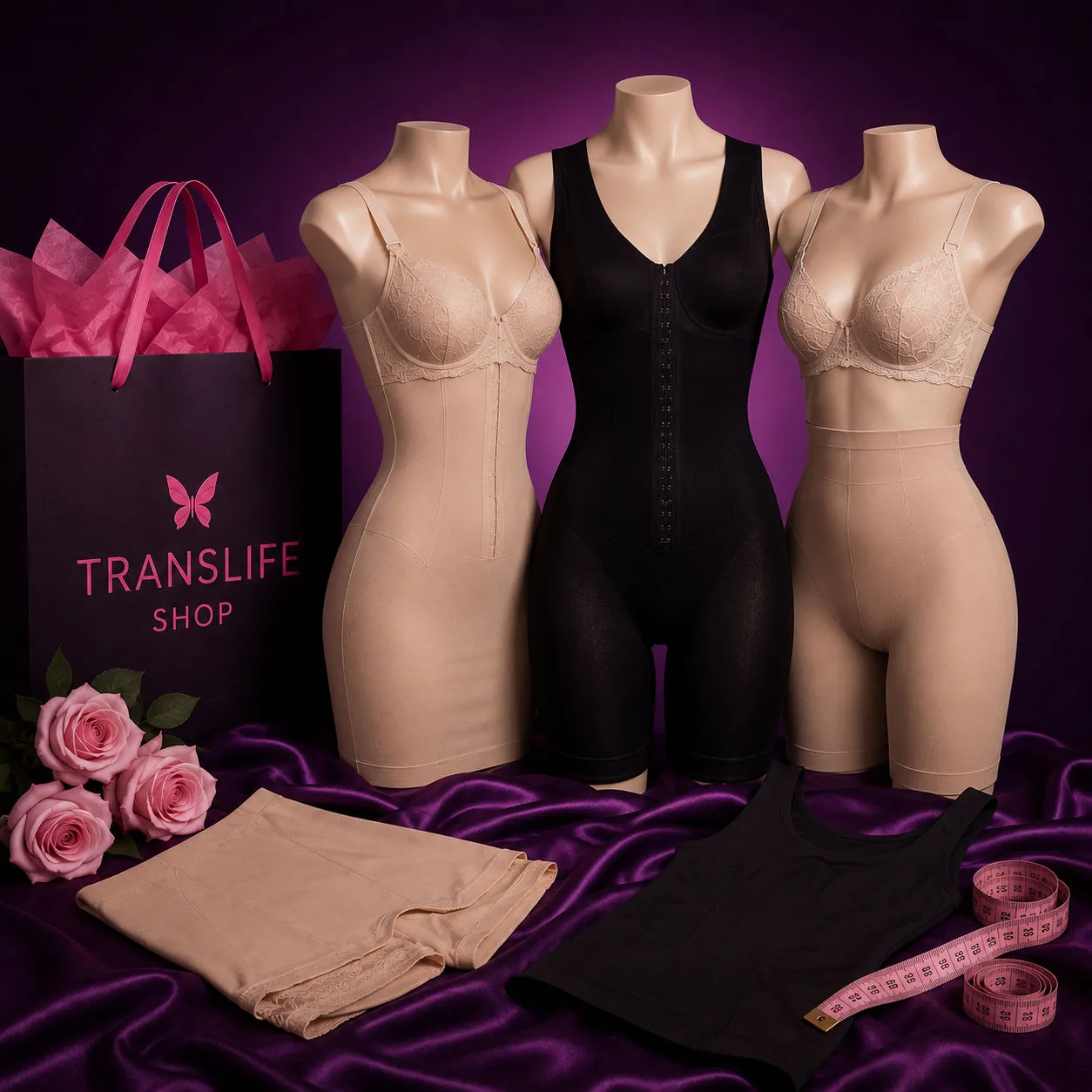 Feminine shaping garments representing the Translife shapewear collection