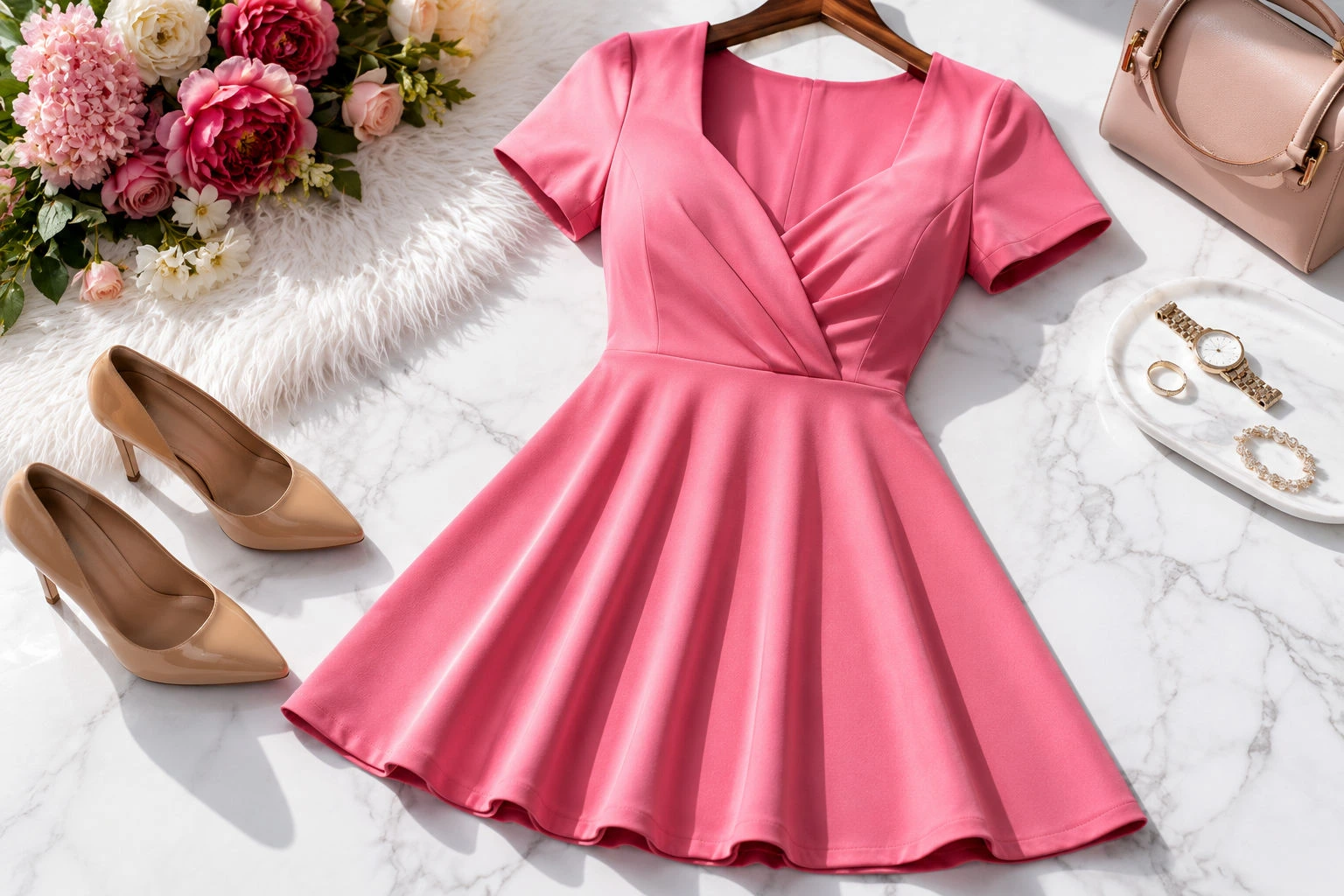 What cloths size am I guide showing a feminine short dress