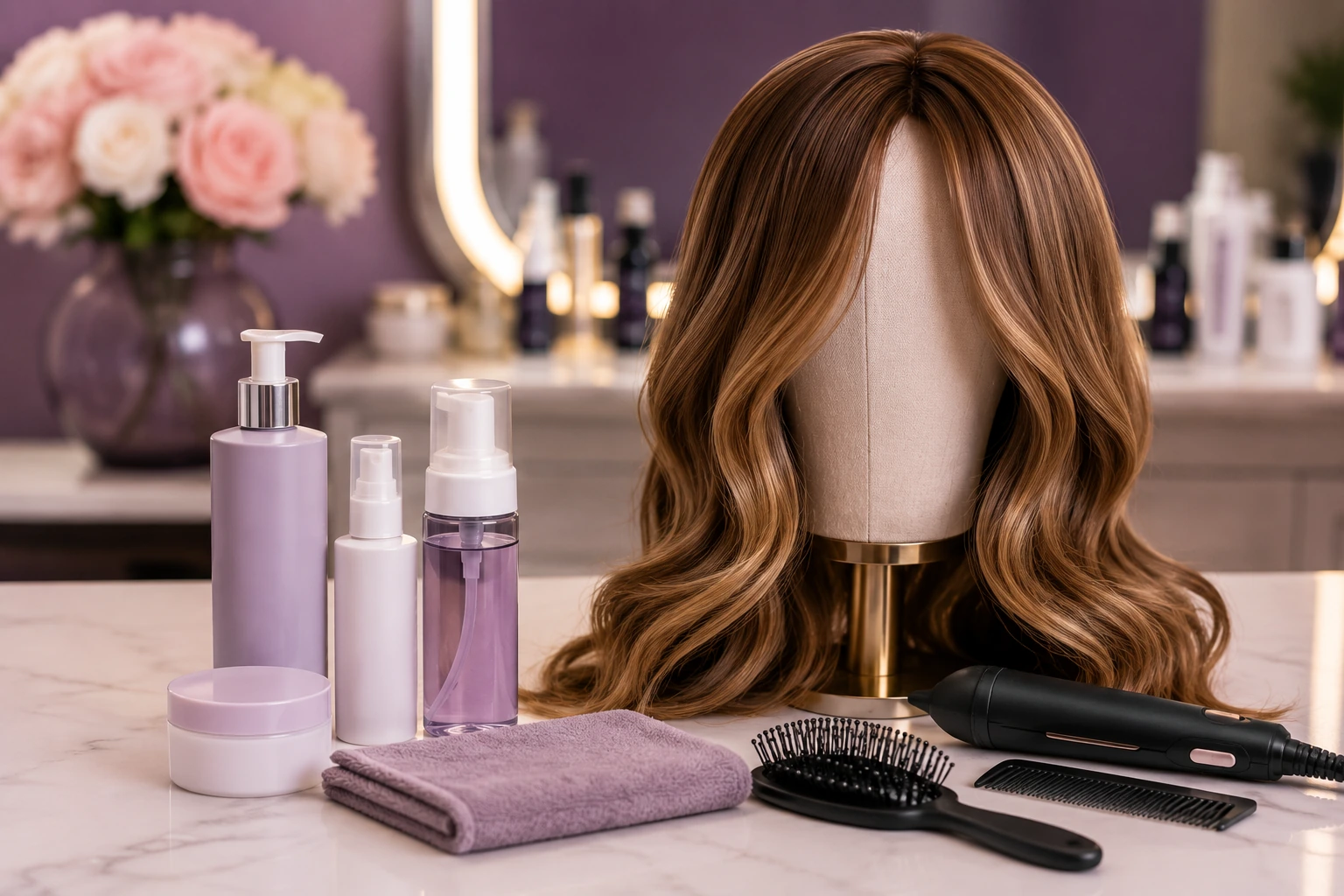 Wig styling and maintenance products for human hair and synthetic wigs