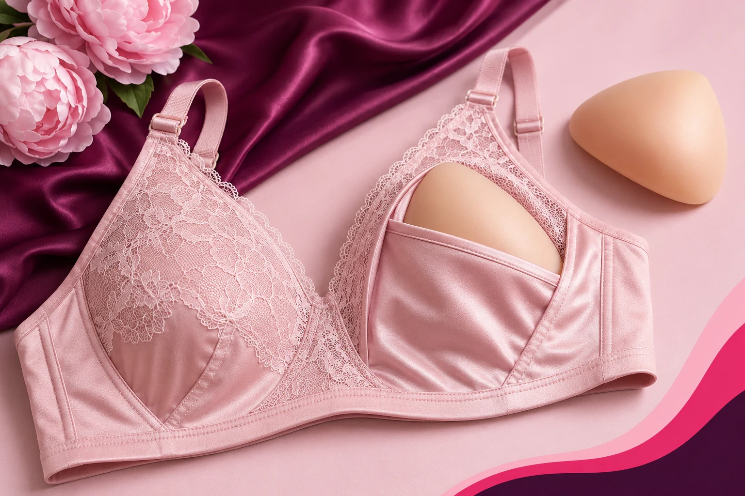 Pocket bras for breast forms and secure fit