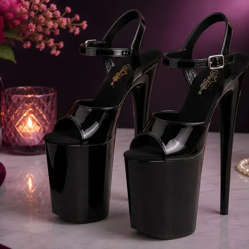 Black extreme platform high heels from Translife