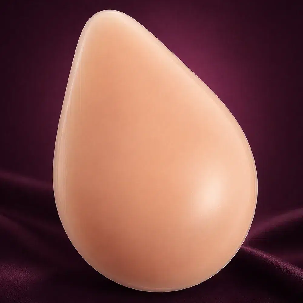 Oval breast forms from the Translife range showing their elongated breast form shape