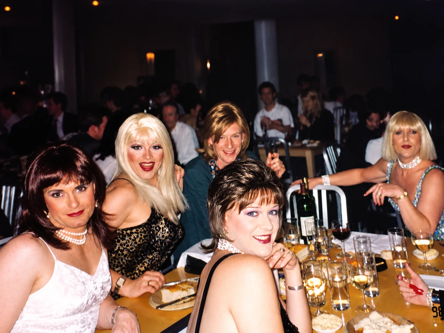 Sophie Summers and friends enjoying an evening at Steph's in Soho, London